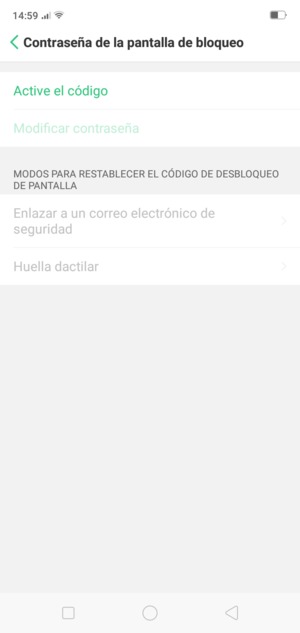 Seleccione Active el código