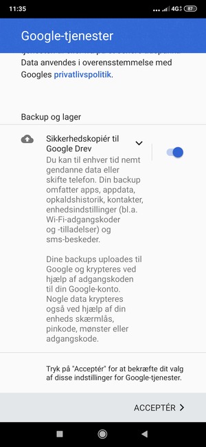 Vælg ACCEPTÉR