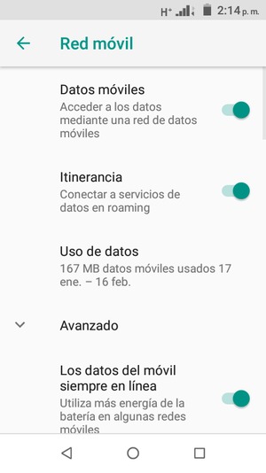 Activar o desactivar Itinerancia