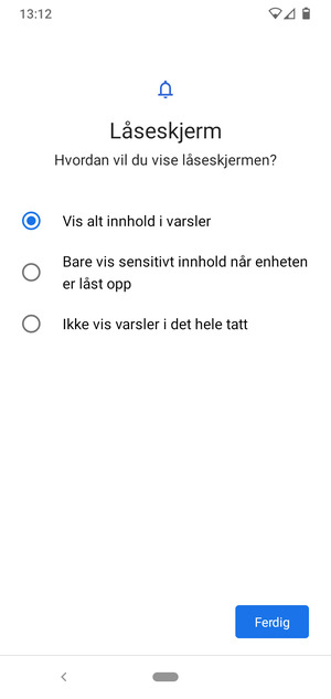 Velg ønsket alternativ og velg Ferdig