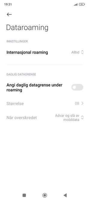 Velg Internasjonal roaming