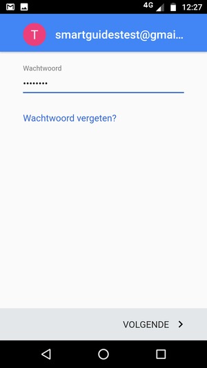 Voer uw wachtwoord in en selecteer VOLGENDE