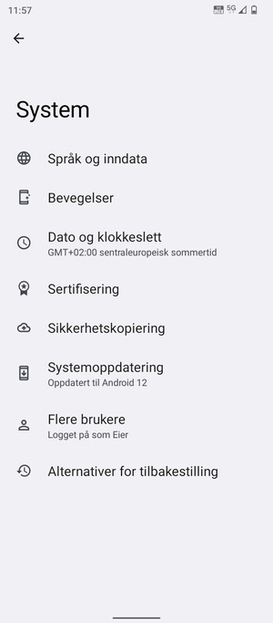Velg Sikkerhetskopiering