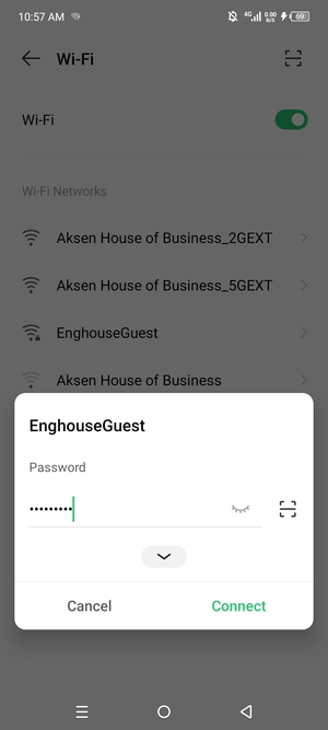 Enter the Wi-Fi password and select Connect