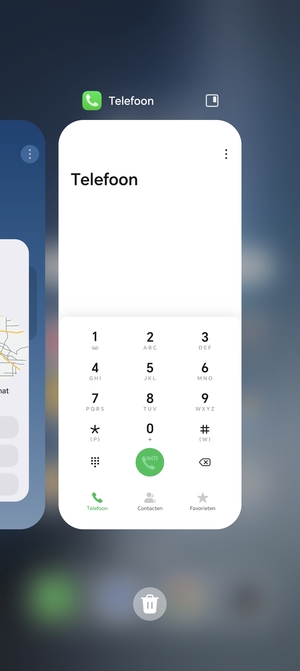 Selecteer het Verwijderen-pictogram om alle actieve apps te sluiten