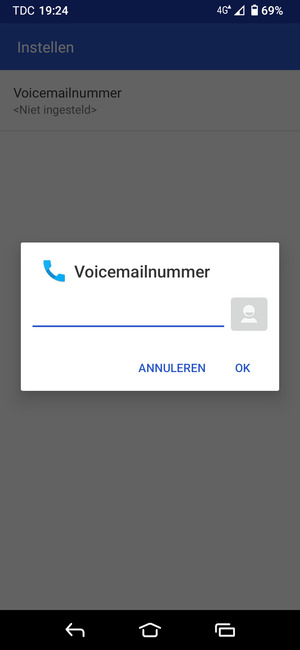 Voer het Voicemailnummer in en selecteer OK