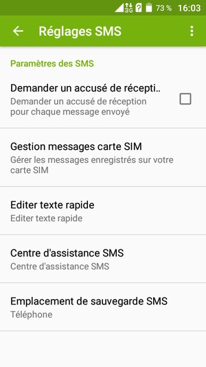 Sélectionnez Centre d'assistance SMS