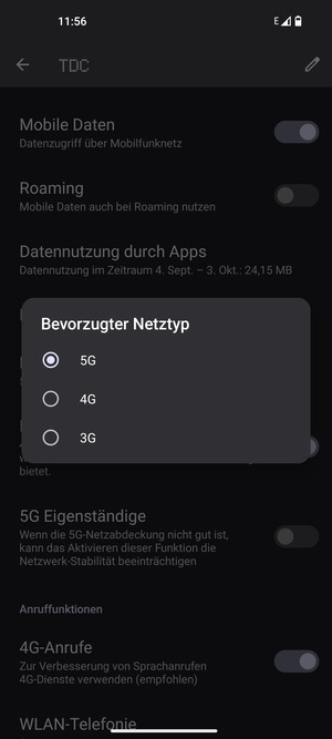 Wählen Sie die gewünschte Option