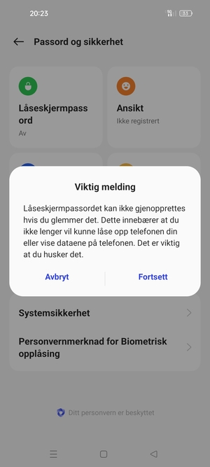 Velg Fortsett