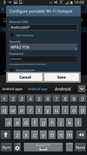Enter a password of at least 8 characters and select Save