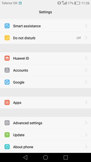 Scroll to and select Advanced settings
