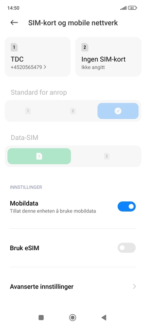 Bla til og velg Avanserte innstillinger