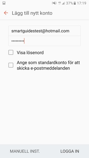 Ange din Hotmail-adress och ditt lösenord. Välj LOGGA IN