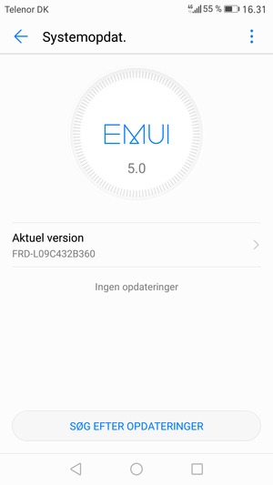 Hvis din telefon er opdateret, vil du se følgende skærmbillede