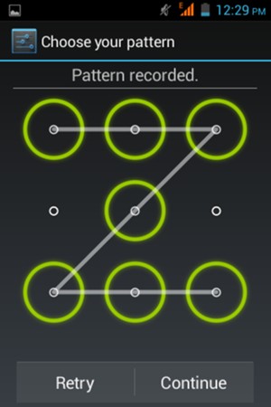 Draw an unlock pattern and select Continue