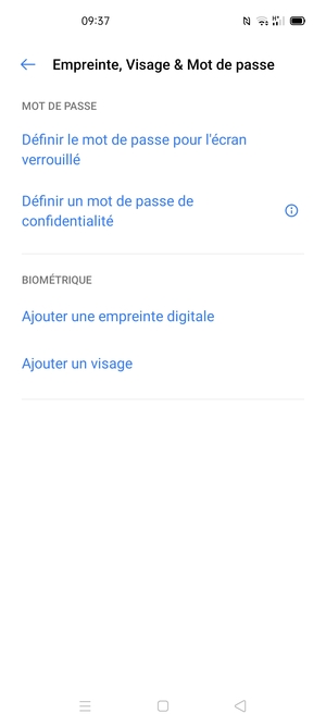Sélectionnez Définir le mot de passe pour l'écran verrouillage