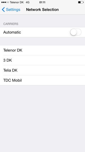 Select a network operator from the list