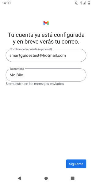 Déle a su cuenta un nombre y escriba su nombre. Seleccione Siguiente