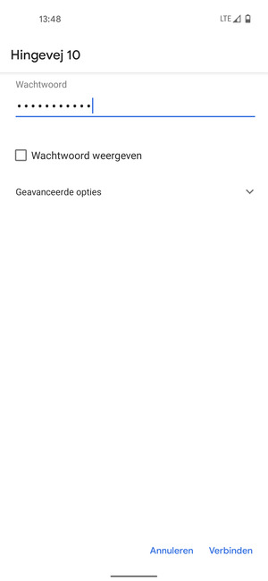 Voer het WiFi-wachtwoord in en selecteer Verbinden