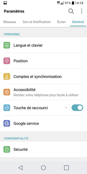 Sélectionnez Comptes et synchronisation