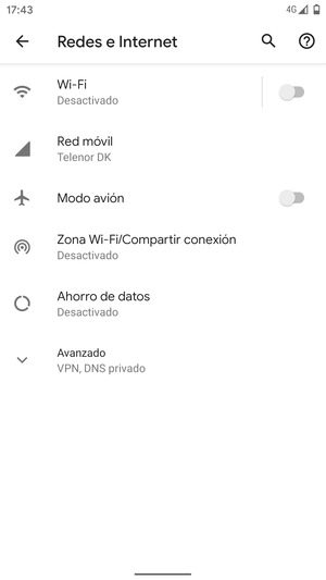 Seleccione Red móvil
