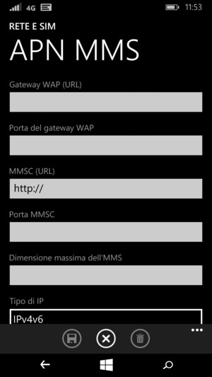 Scorri verso il basso e inserisci le informazioni degli MMS