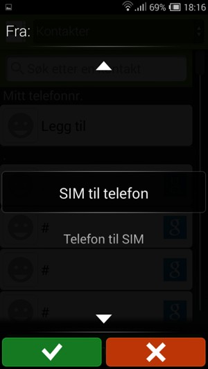 Velg SIM til telefon og OK