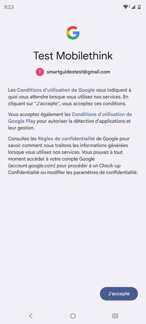 Sélectionnez J'accepte