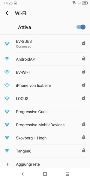 Ora sei connesso alla rete Wi-Fi
