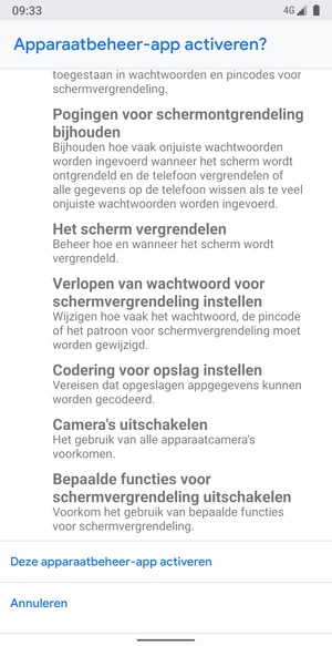 Scroll naar en selecteer Deze apparaatbeheer-app activeren