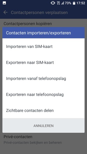 Selecteer Importeren van SIM-kaart