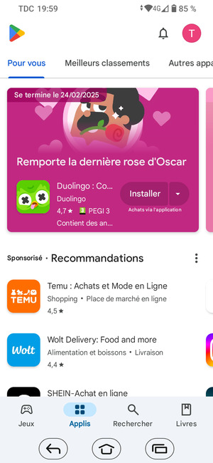 Sélectionnez Rechercher
