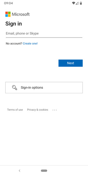 Enter your Email address and select Next