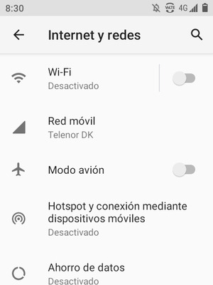 Seleccione Red móvil