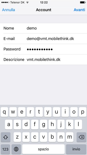 Inserisci le informazioni richieste e seleziona Avanti