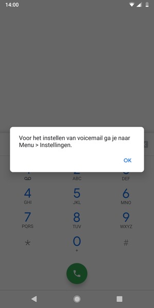 Als uw voicemail niet geïnstalleerd is, selecteert u OK