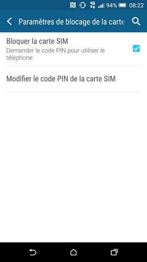 Sélectionnez Modifier le code PIN de la carte SIM