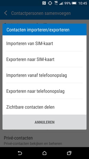 Selecteer Importeren van SIM-kaart