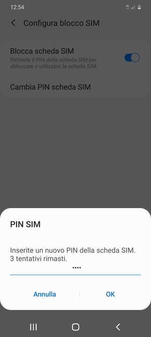 Inserisci Nuovo PIN della scheda SIM e seleziona OK