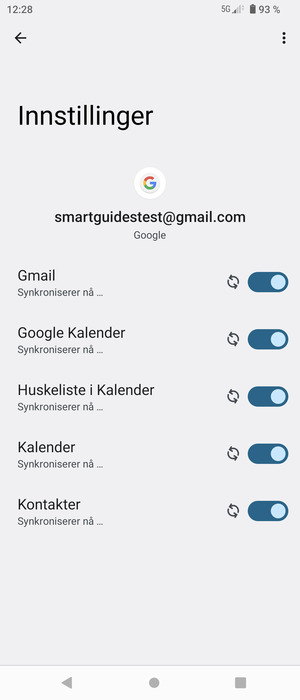 Din informasjon blir synkronisert