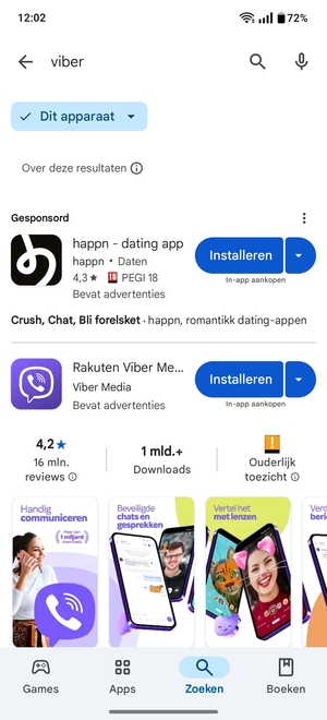 Selecteer de app