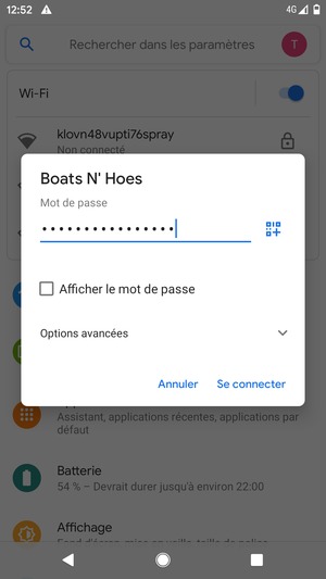 Saisissez le mot de passe du Wi-Fi et sélectionnez Se connecter