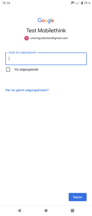 Indtast din Gmail adgangskode og vælg Næste