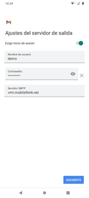 Introduzca la dirección de servidor saliente