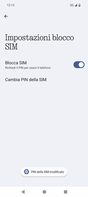 Il tuo PIN  della SIM è stato modificato