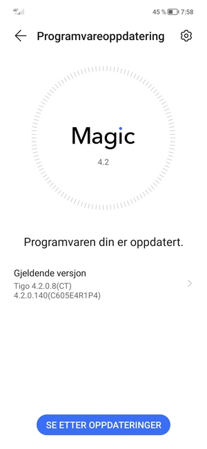 Hvis telefonen din er oppdatert, vil du se følgende skjermbilde