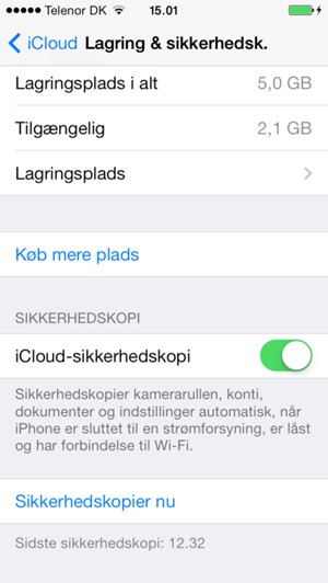 Vælg Sikkerhedskopier nu