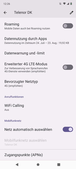 Scrollen Sie und wählen Sie Zugangspunkte (APNs)