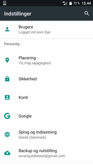 Scroll til og vælg Sikkerhed