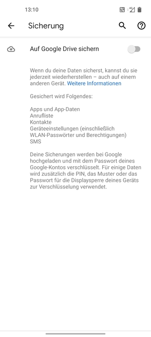 Schalten Sie In Google Drive sichern ein